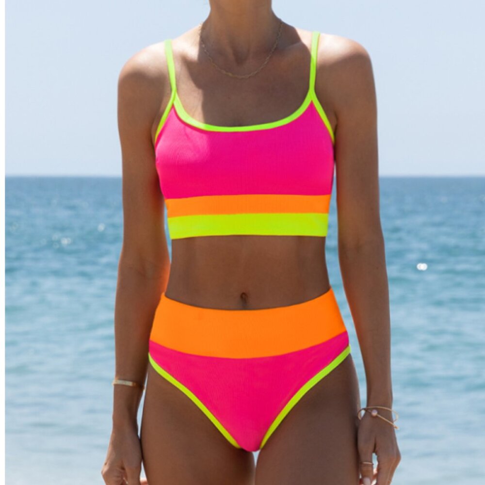 2 Piece Neon Bikini Swimsuit